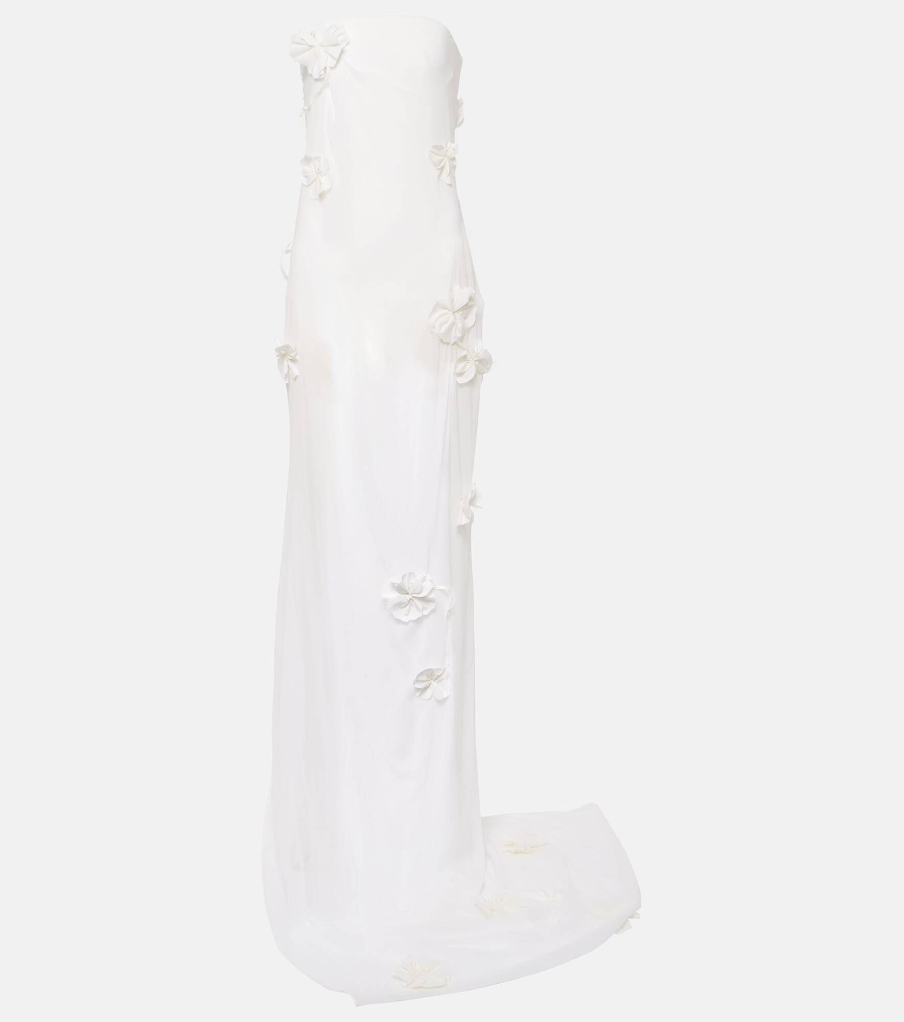 Embroidered silk-blend mousseline maxi dress - 1