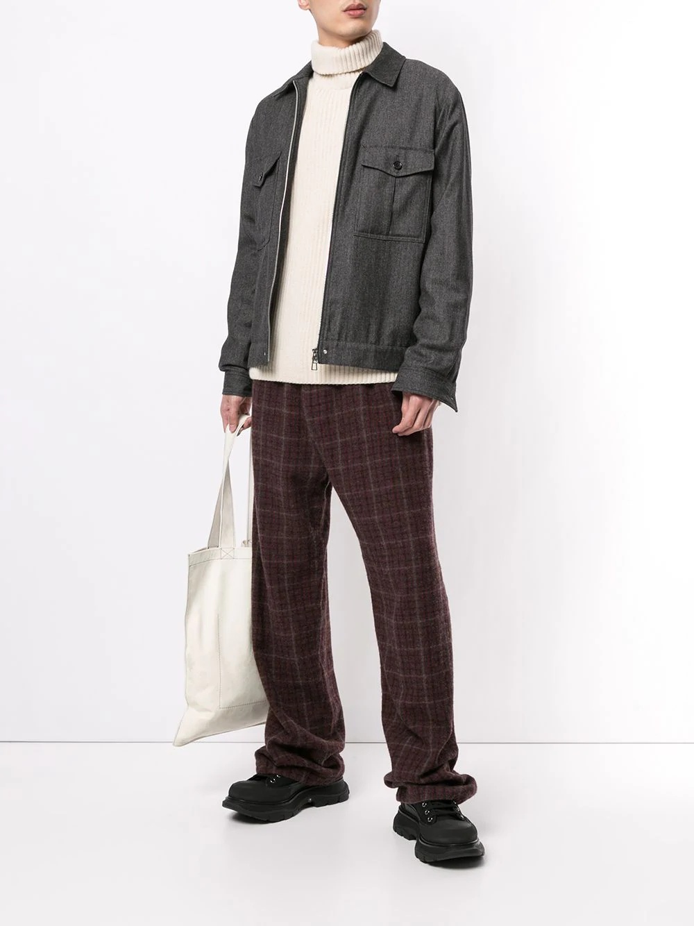 checked wide-leg trousers - 2