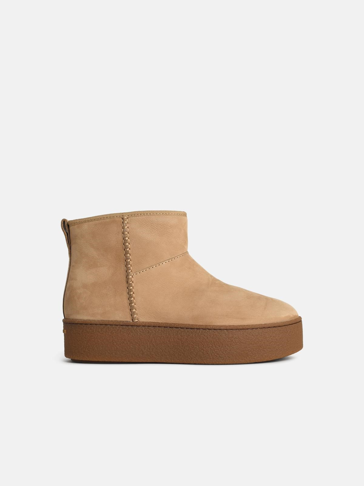 BEIGE SUEDE ANKLE BOOTS - 1
