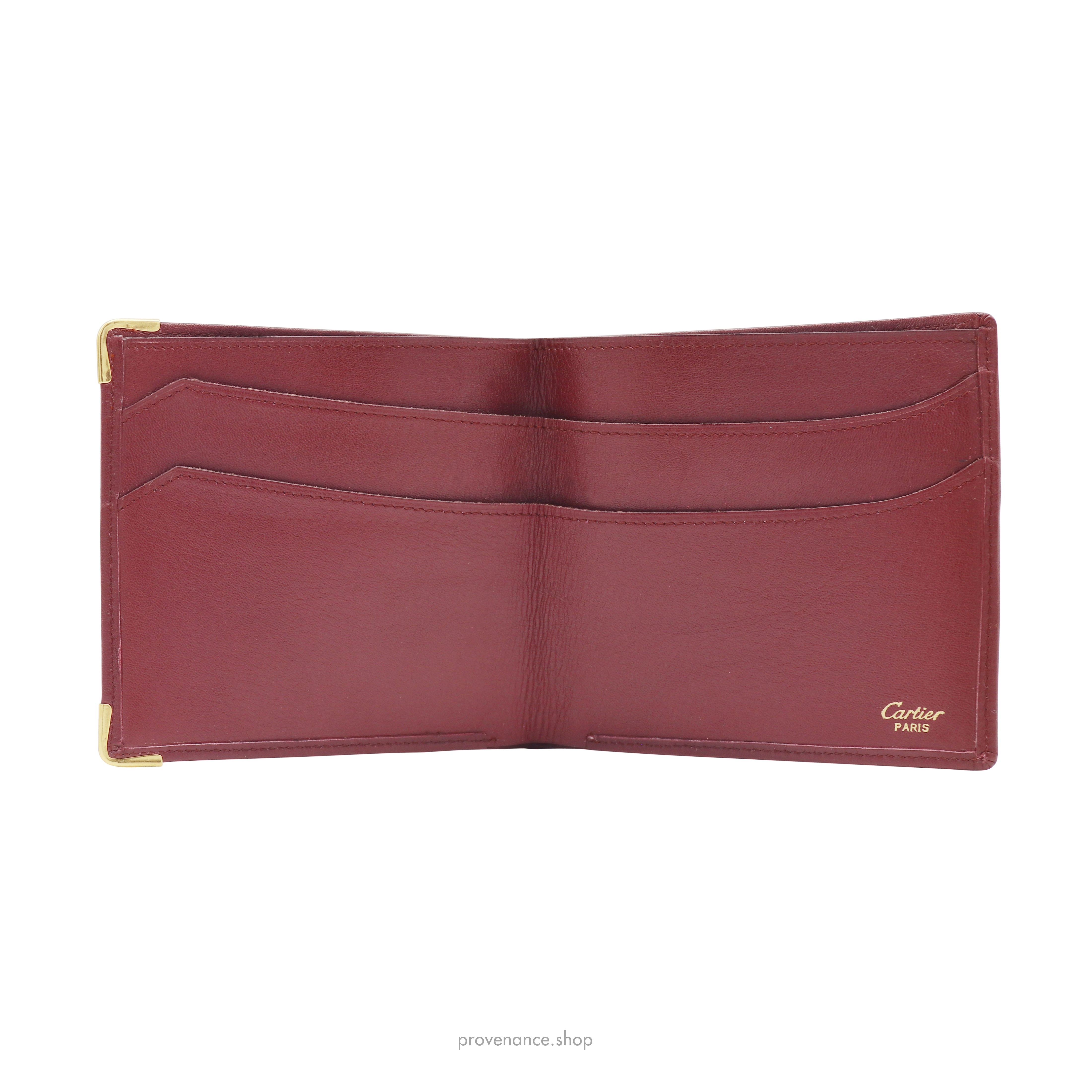 Cartier Bifold Wallet - Burgundy Calfskin Leather - 5