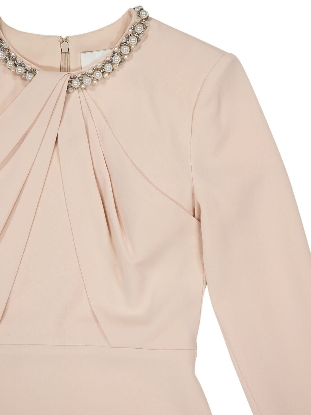 pearl-embellished draped dress - 3