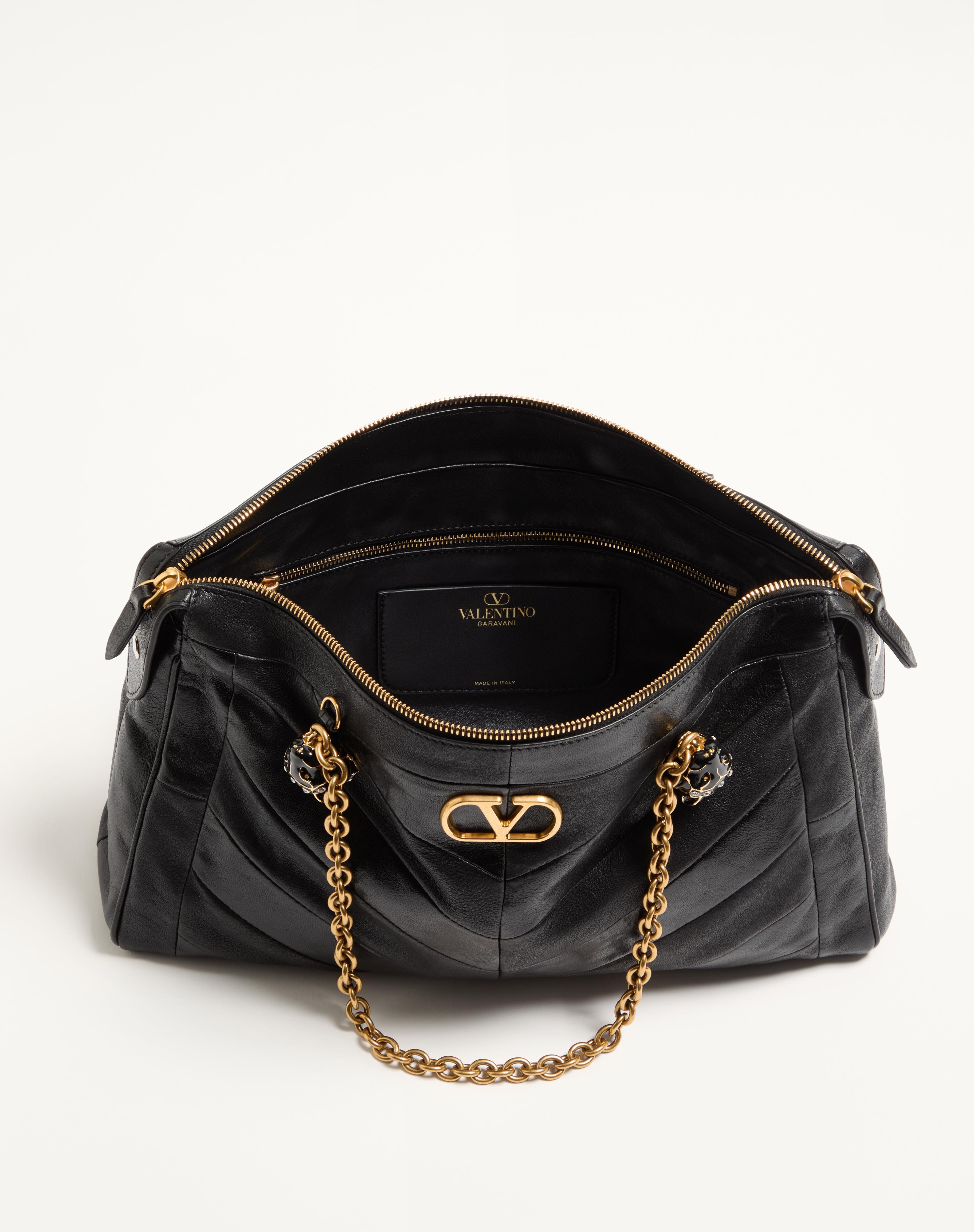 VALENTINO GARAVANI PANTHEA SHOULDER BAG IN NAPPA LEATHER WITH CHEVRON PATTERN - 6