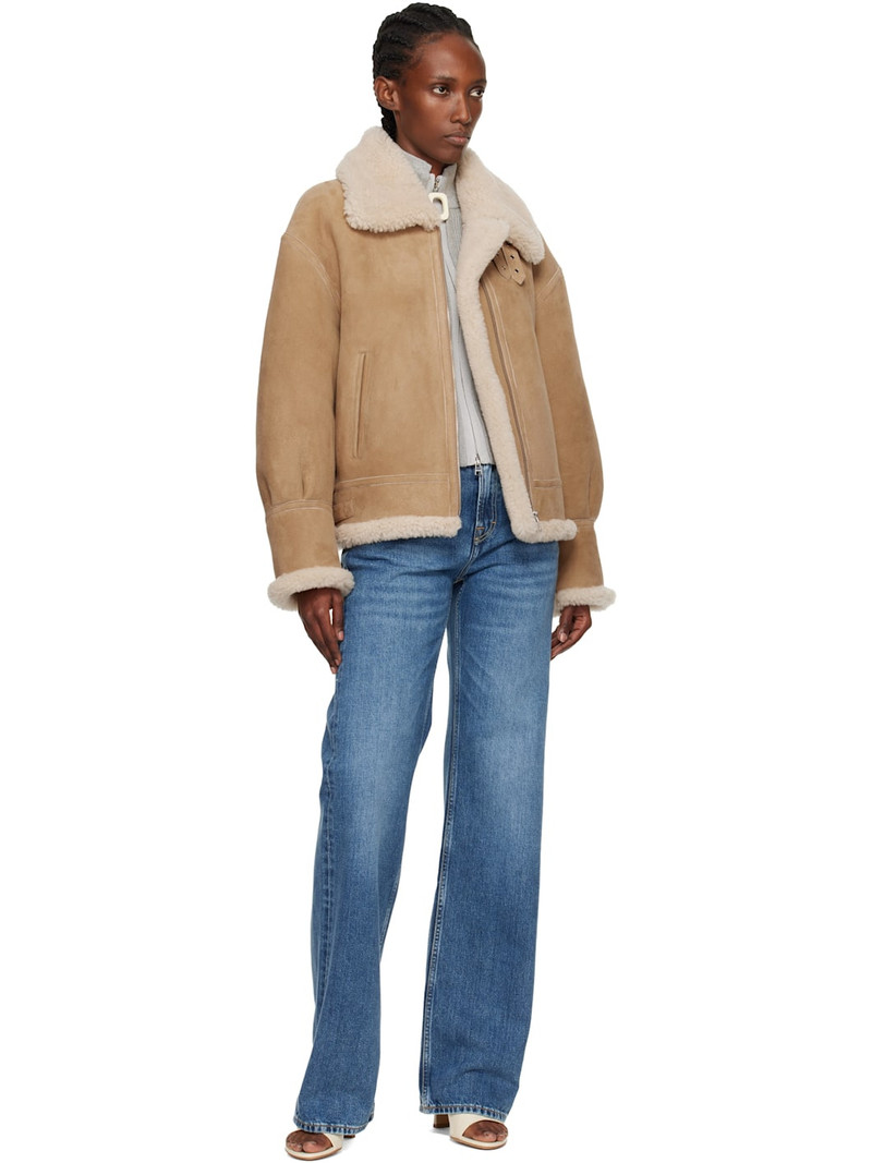 NOUR HAMMOUR Tan Portia Modern Shearling Aviator Jacket outlook