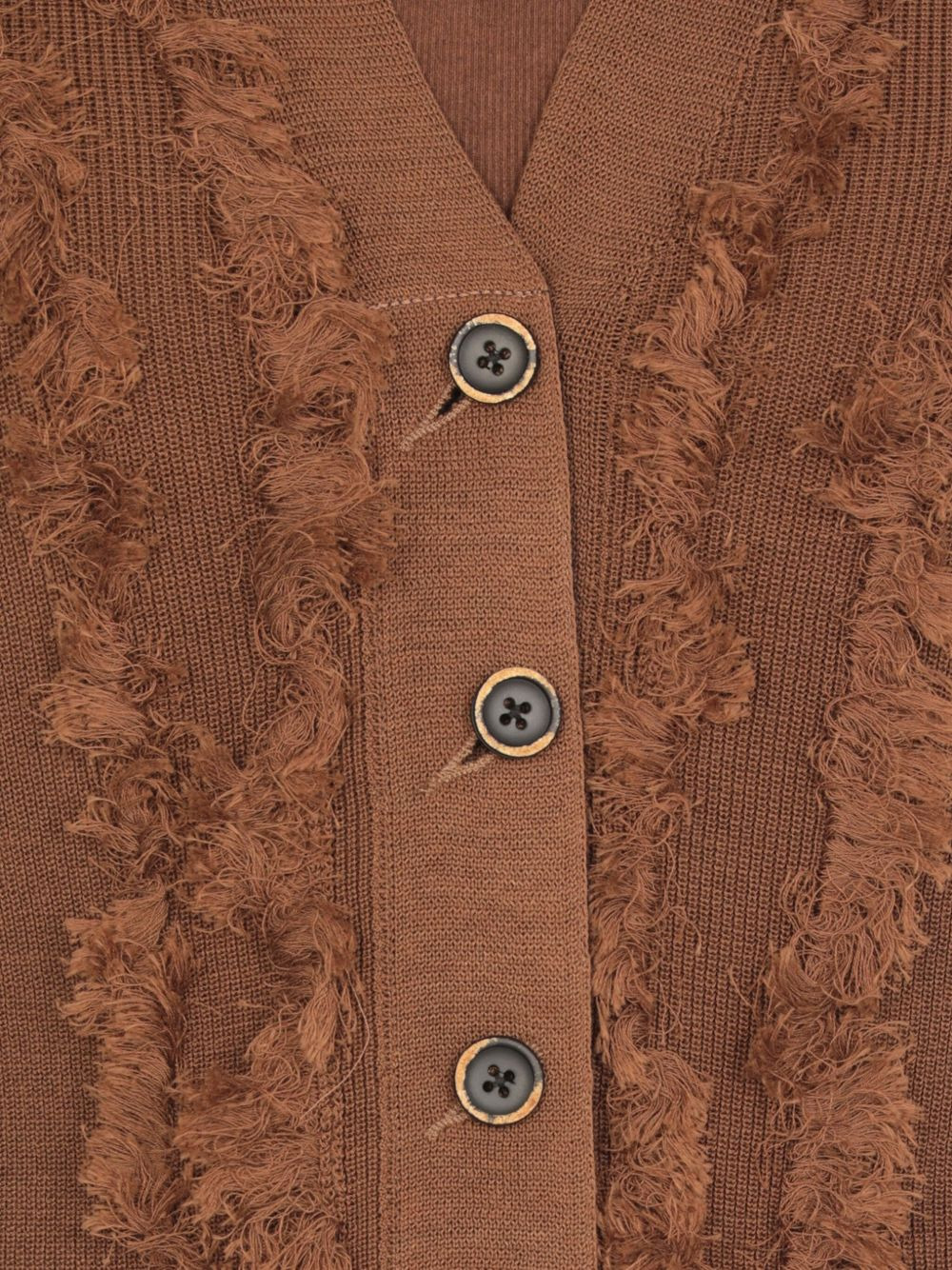fringed buttoned cardigan - 4