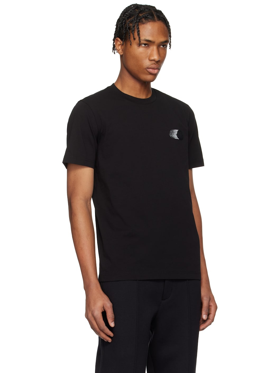 Black Faded Logo Motif Cotton T-shirt - 2