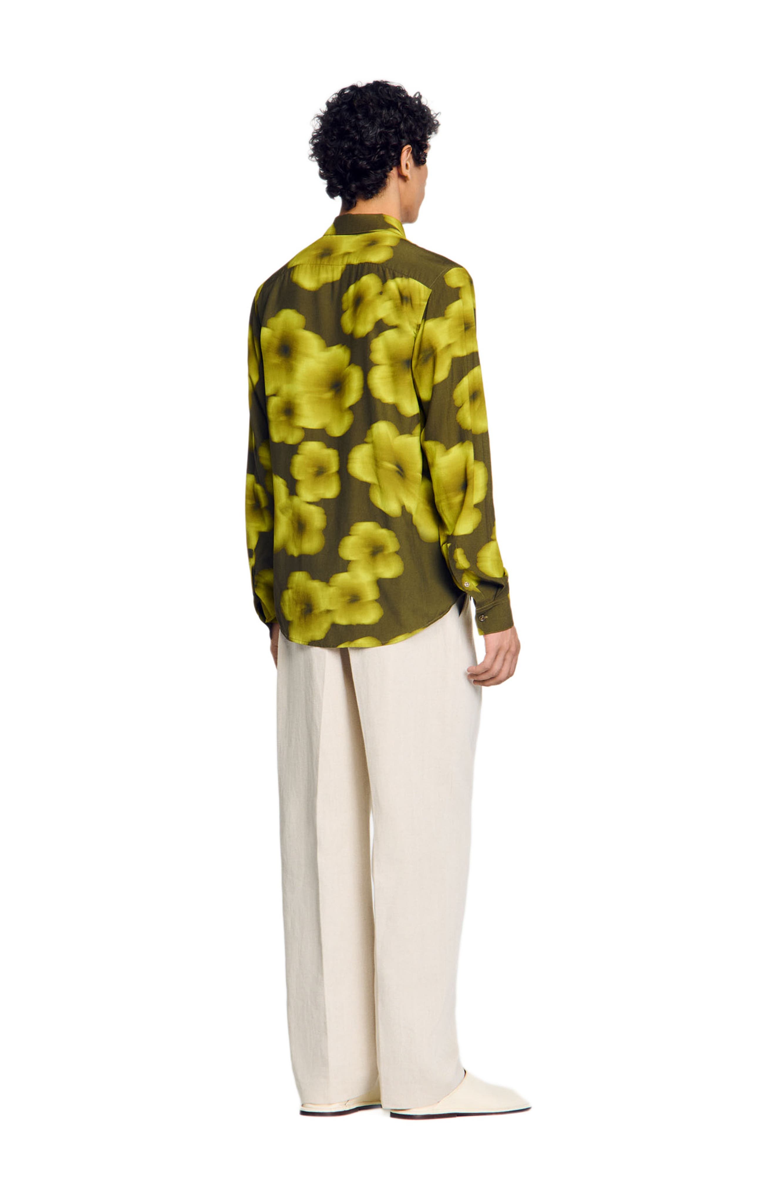 SANDRO Loose-fit floral shirt in Super Green at Nordstrom - 2