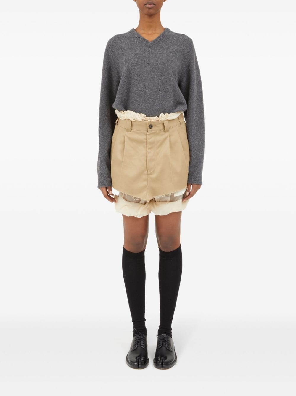 frayed-hem layered shorts - 2