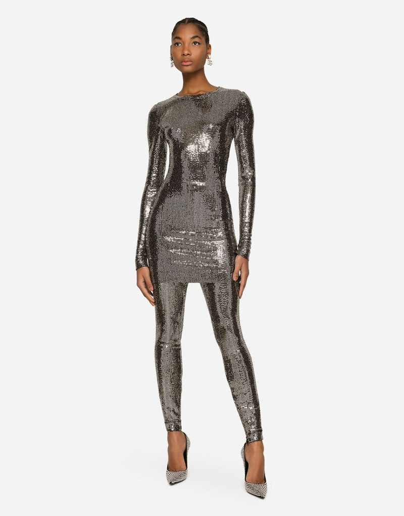 Short jersey dress with sequin embellishment 1