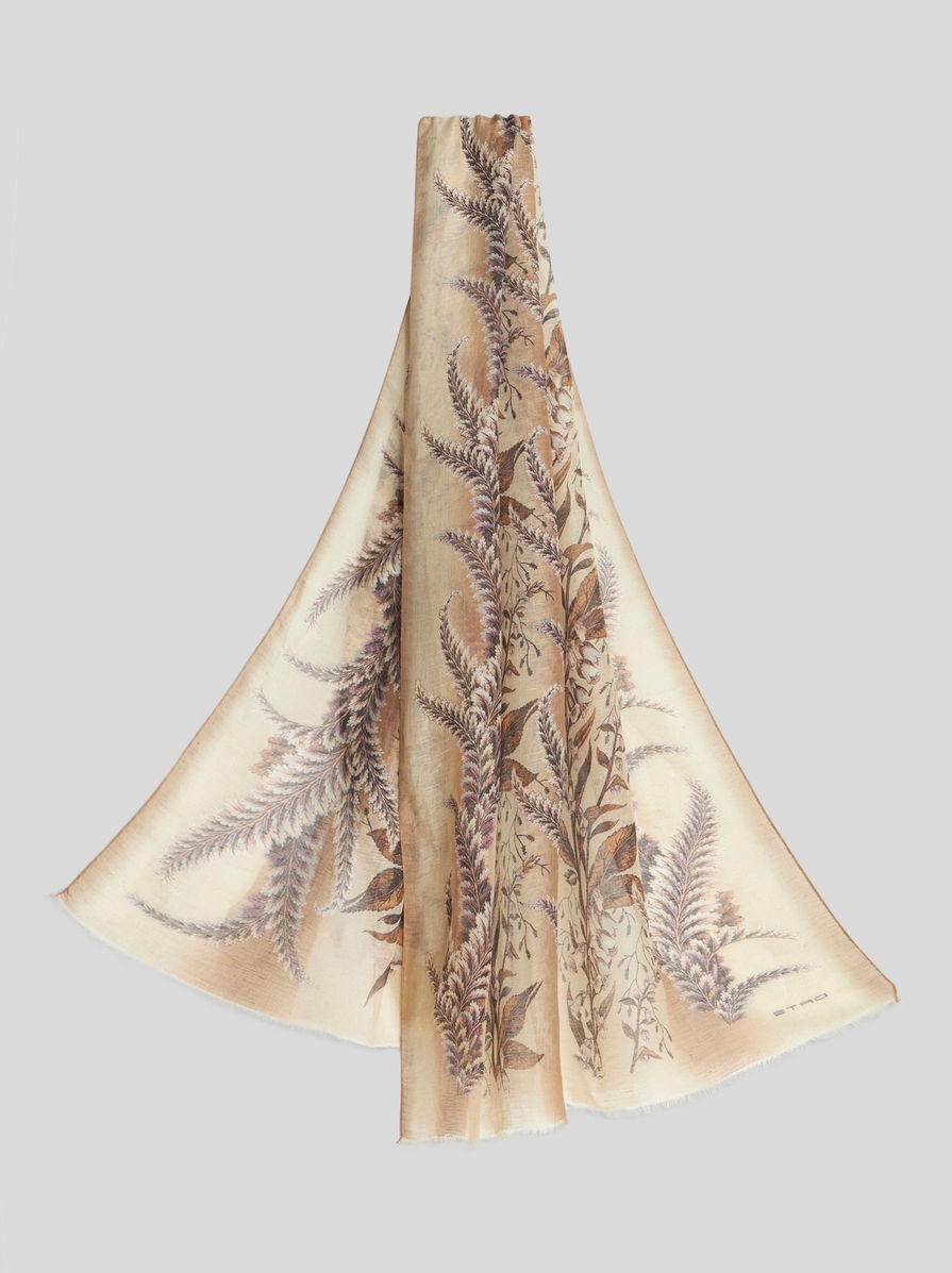 PRINTED LINEN- AND SILK-BLEND SCARF - 1