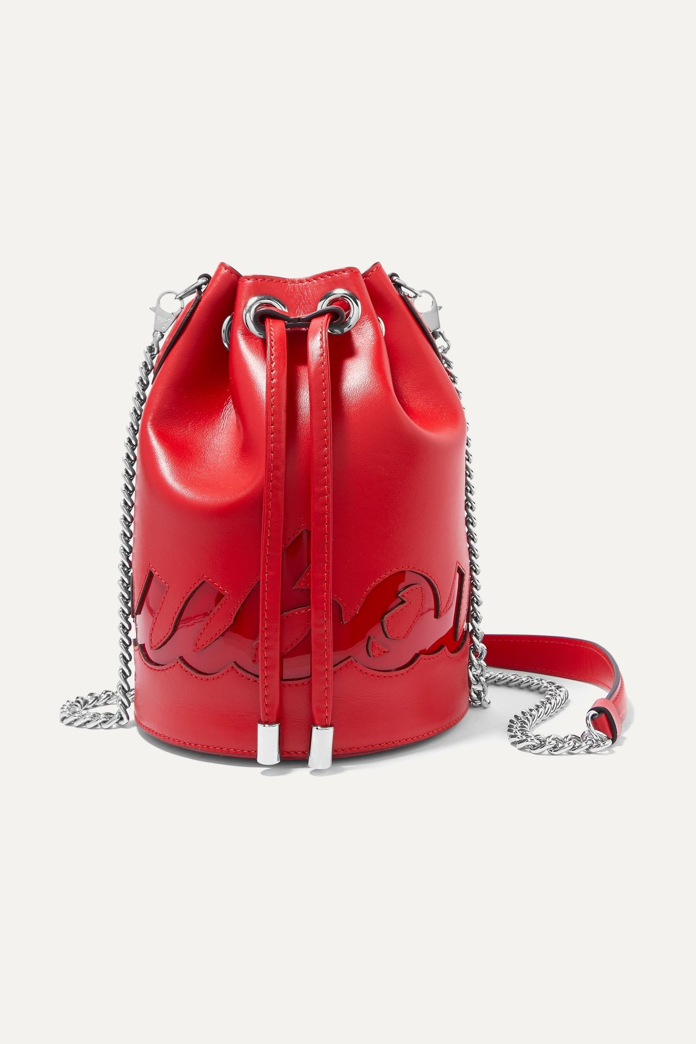 Marie Jane PU-trimmed leather bucket bag - 1