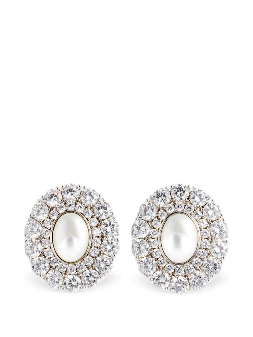crystal-embellished oval earrings - 1