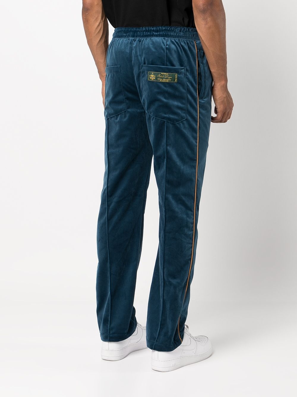embroidered velvet track pants - 4