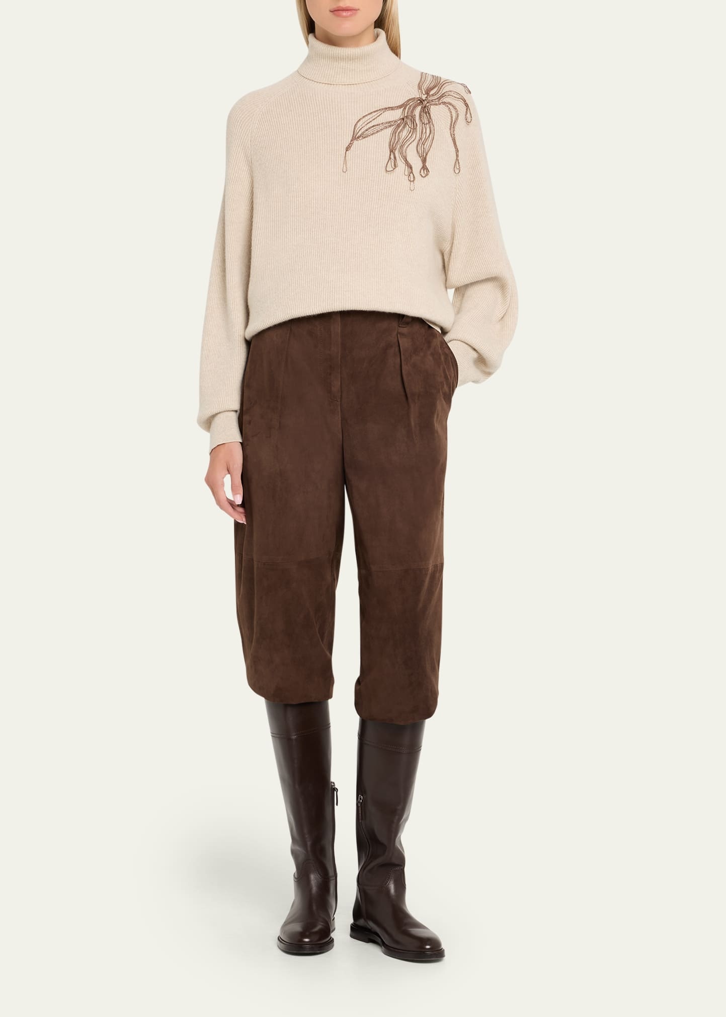 Pleated Suede Pants - 2