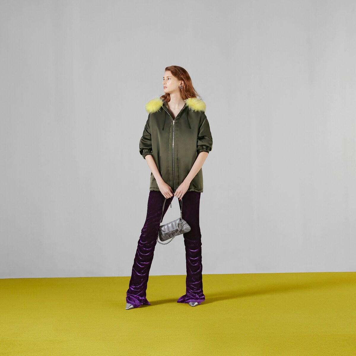 Zip jacket with shearling trim - 2