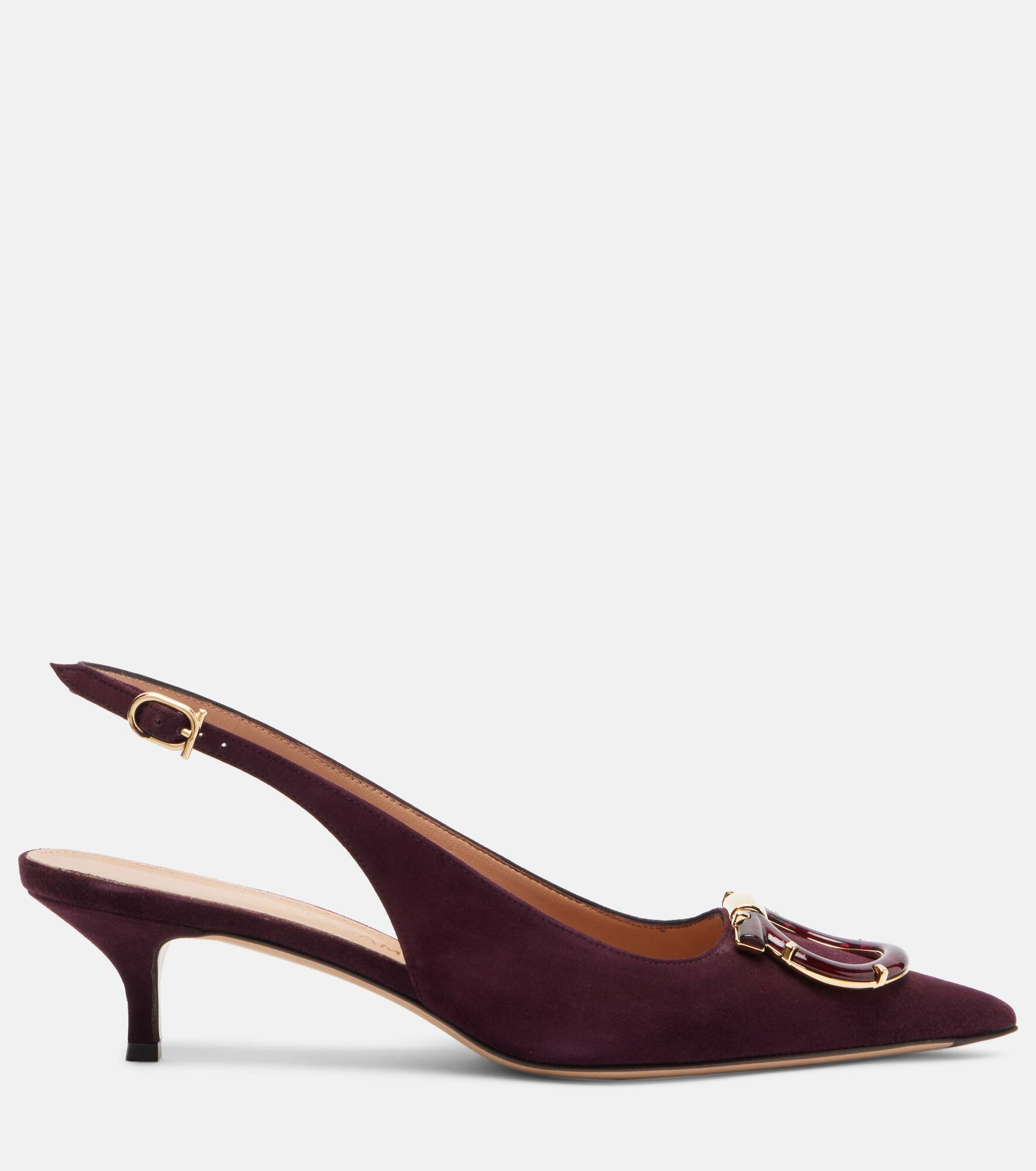 Sara 40 Gancini suede slingback pumps - 4