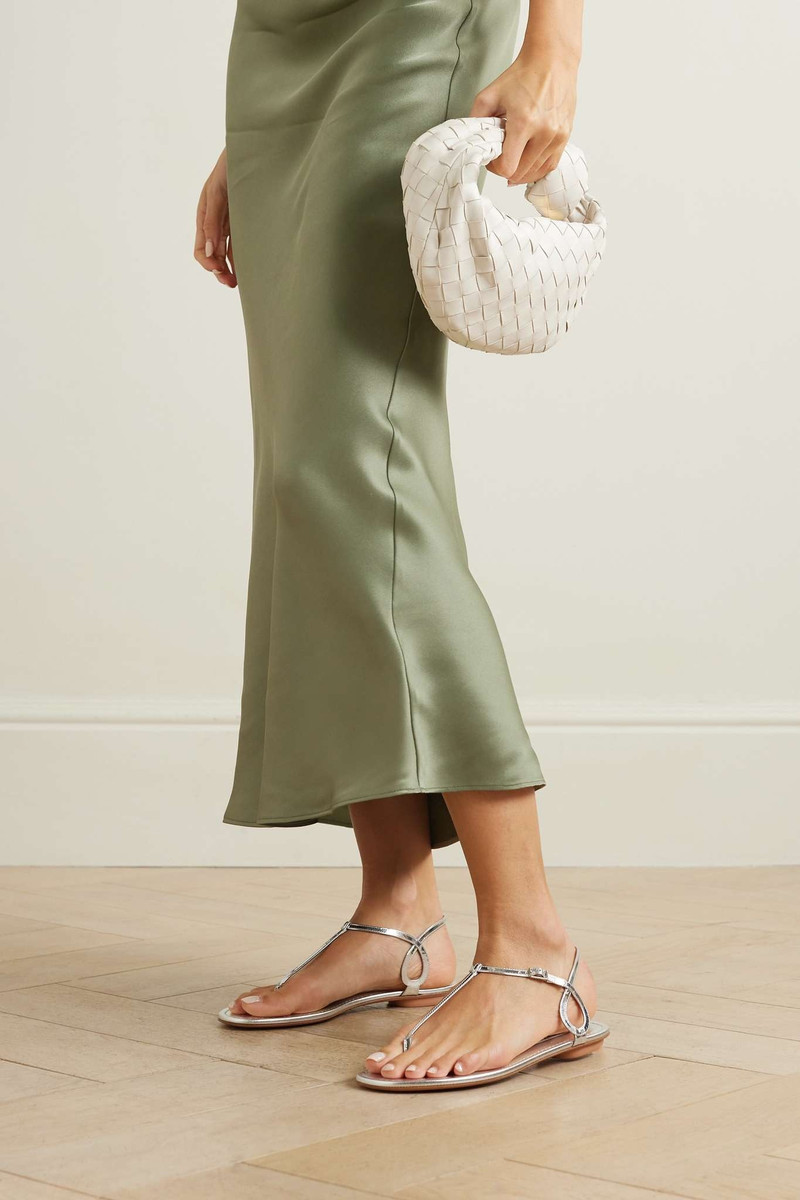 AQUAZZURA Almost Bare metallic leather sandals Silver outlook