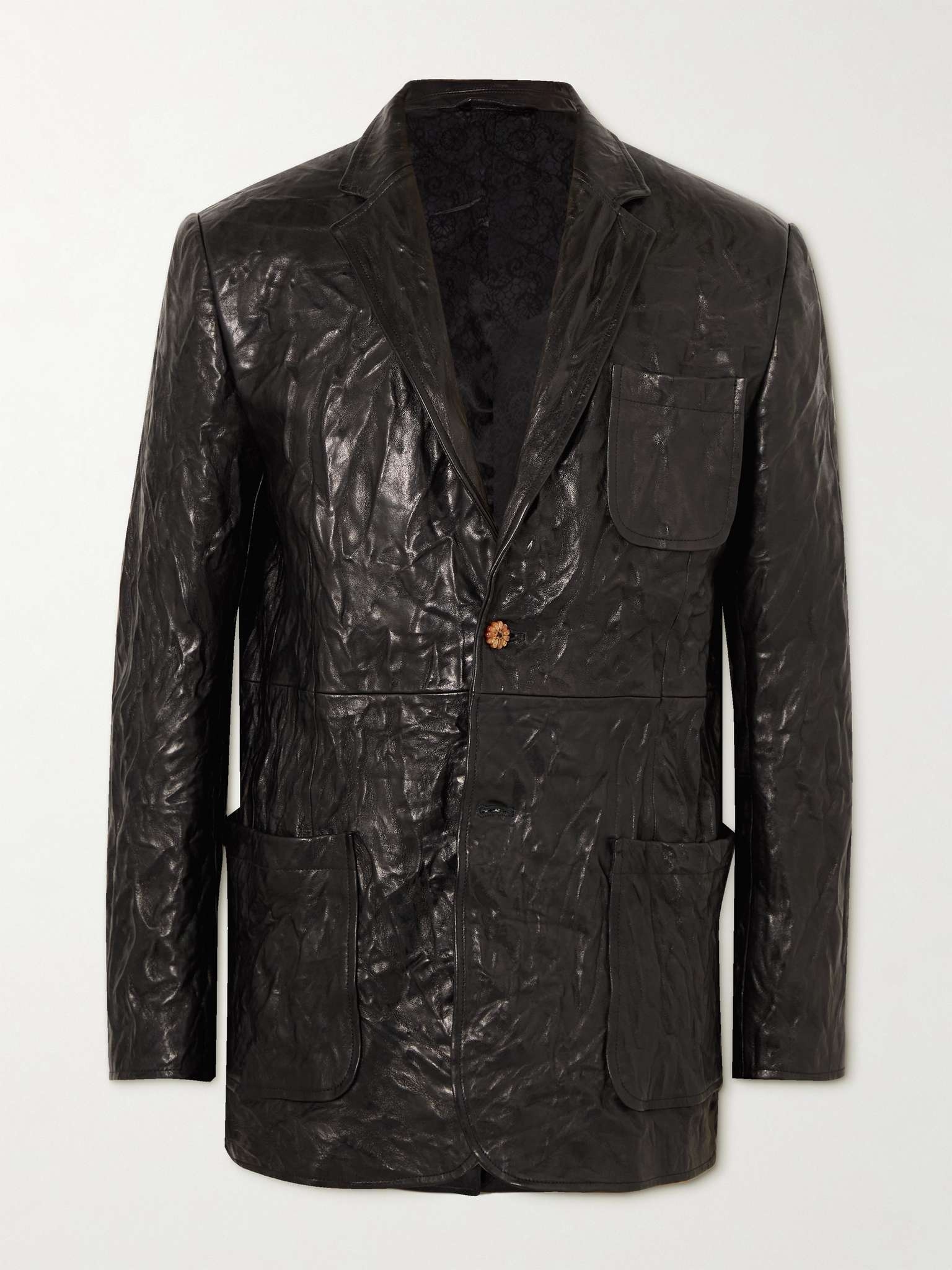 Crinkled-Leather Blazer - 1