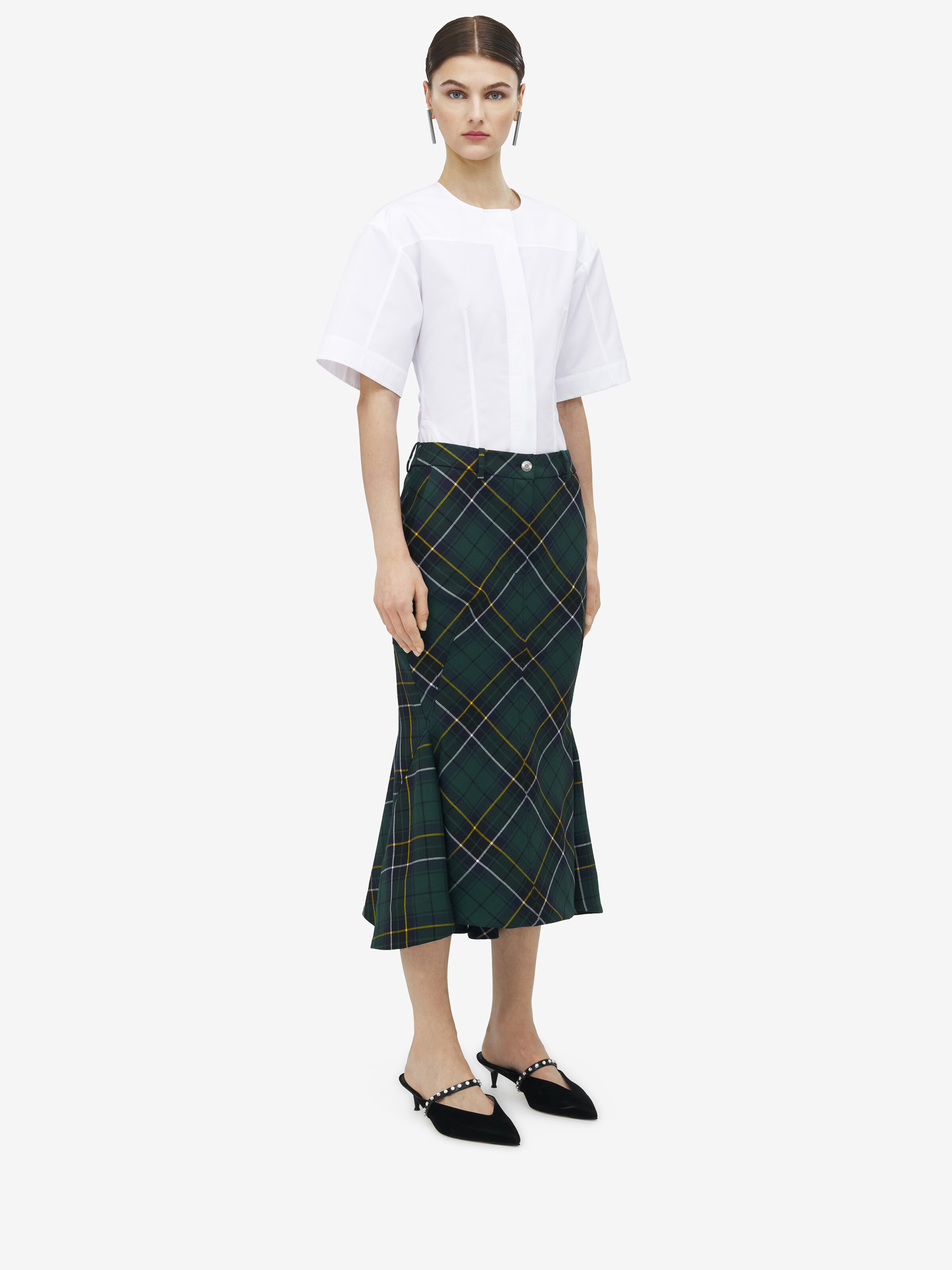 Kickback Wool Tartan Skirt - 2
