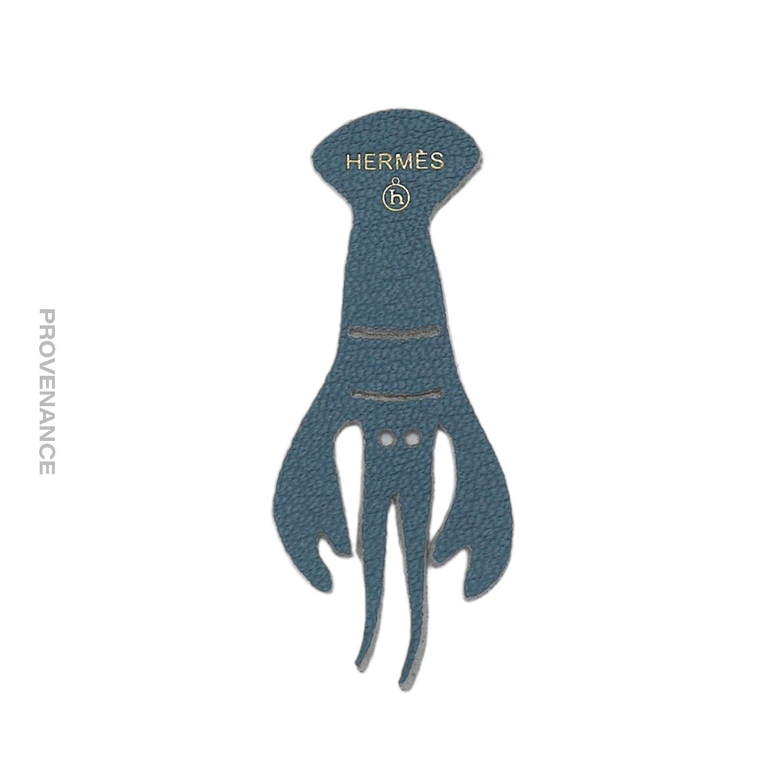 Hermes Lobster Bag Ribbon Charm - Teal Blue - 1