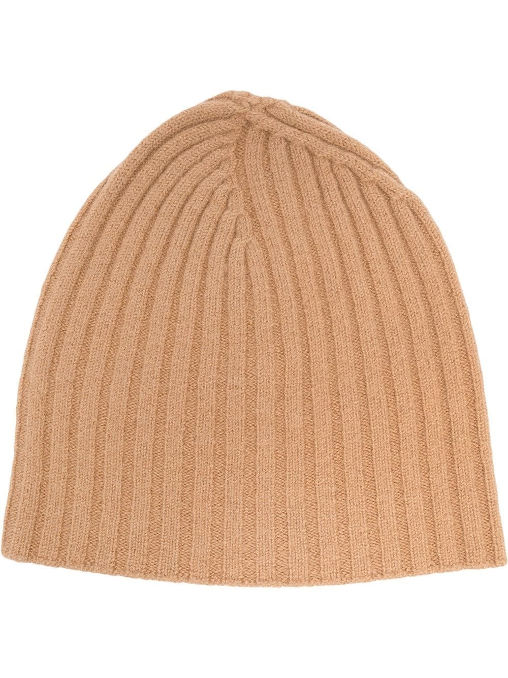 ribbed knit wool beanie - 1