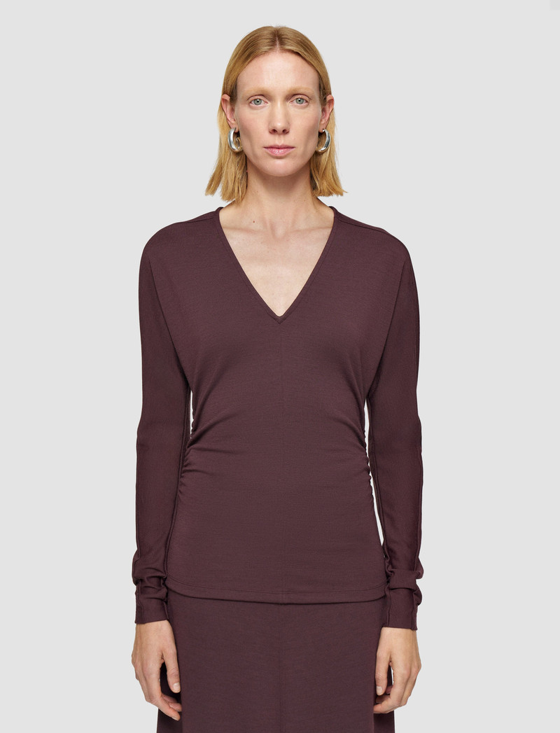 JOSEPH Wool Jersey V Neck Top outlook