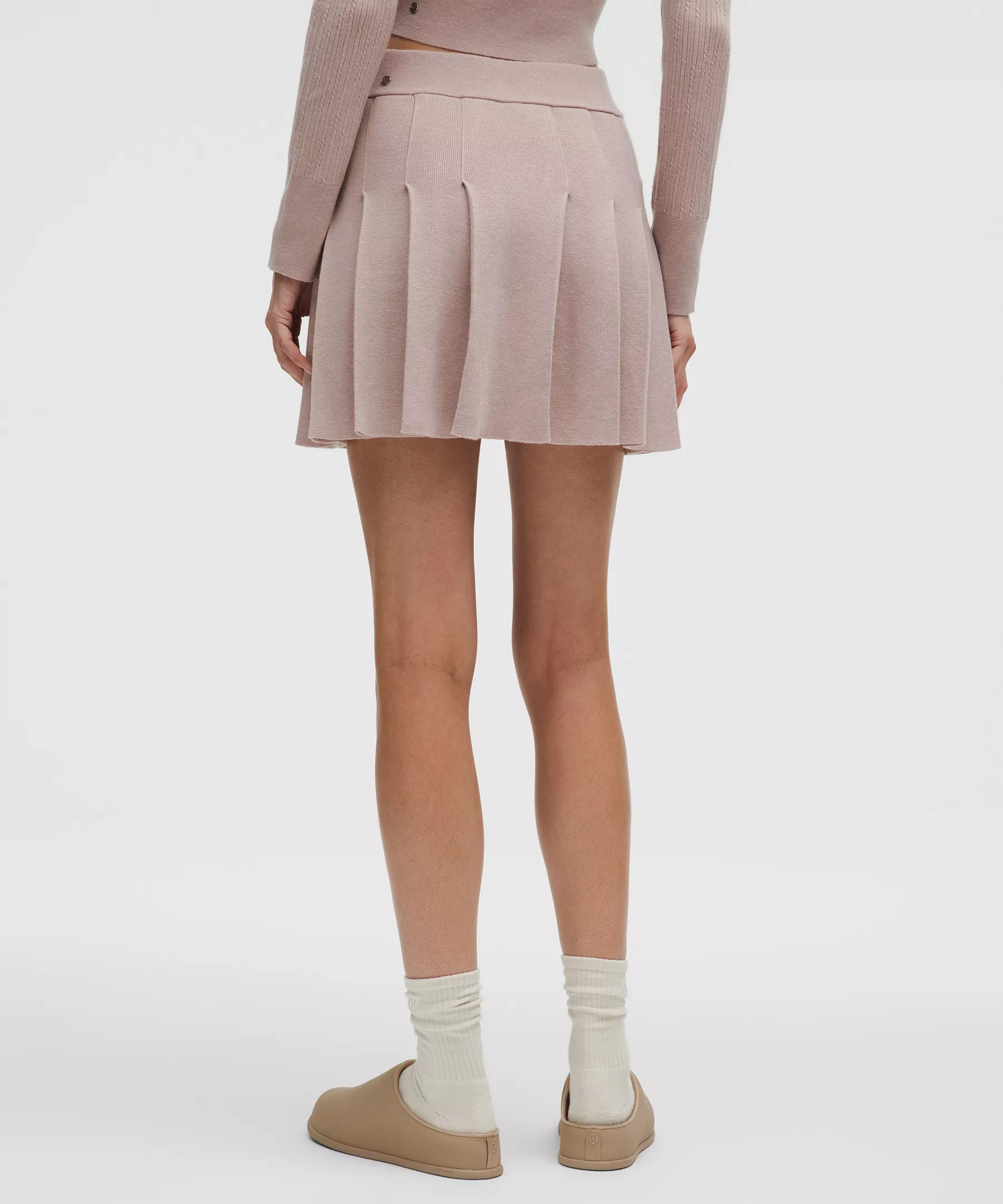 Ribbed Merino Wool Mid-Rise Pleated Skirt - 3