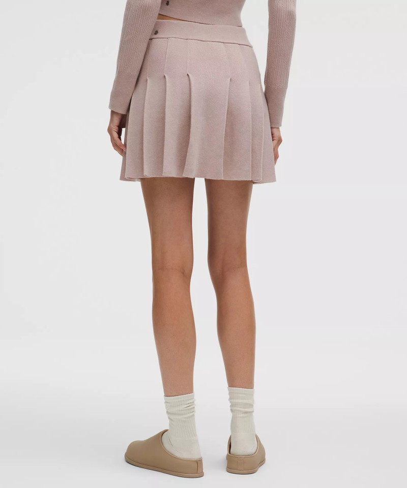 Ribbed Merino Wool Mid-Rise Pleated Skirt 3