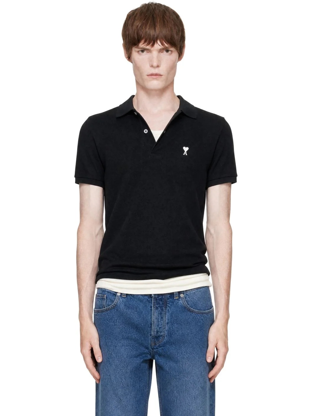Black Cotton Ami de Coeur Polo - 1