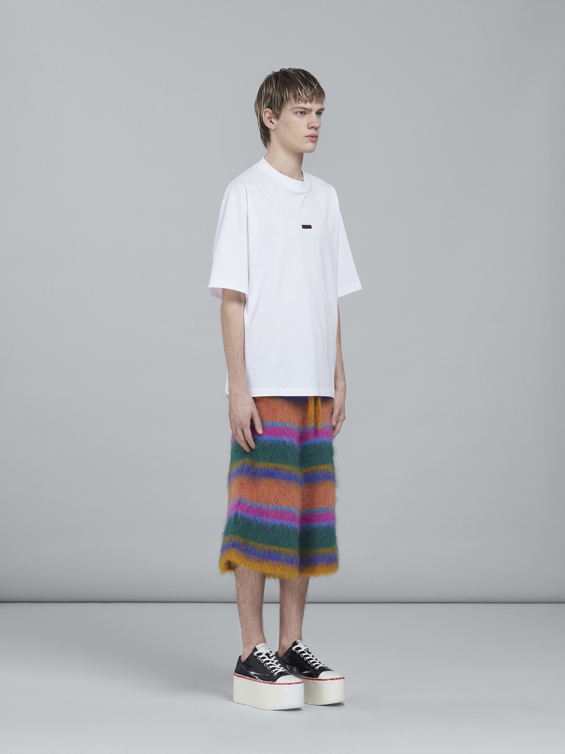 STRIPED MOHAIR AND WOOL KNEE-LENGTH PANTS - 5