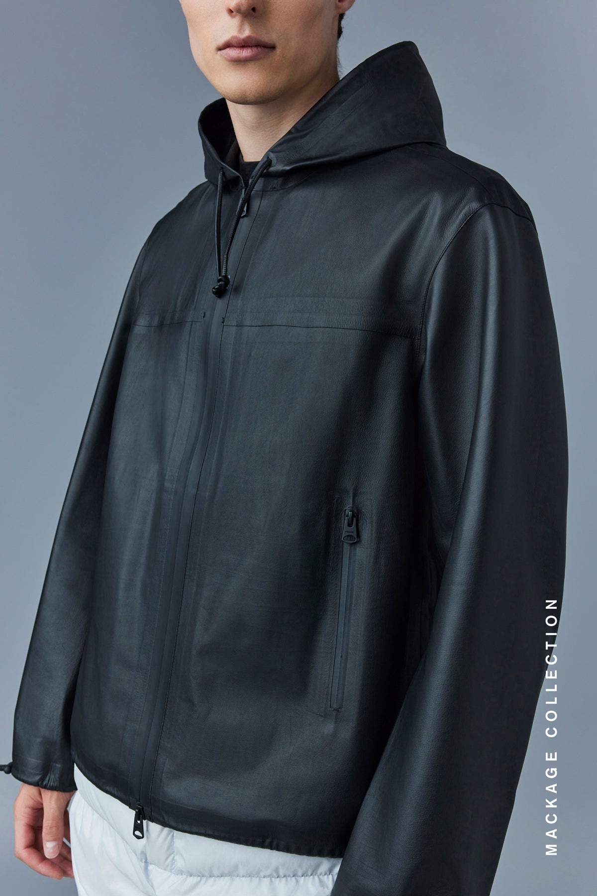 DAVIDE Leather raincoat with dual hoods - 2