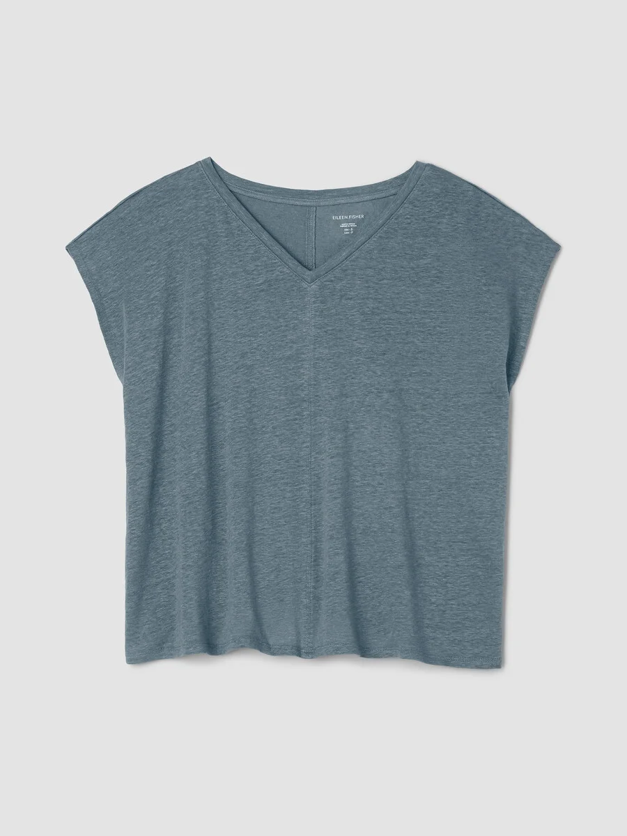 Organic Linen Jersey V-Neck Tee - 1