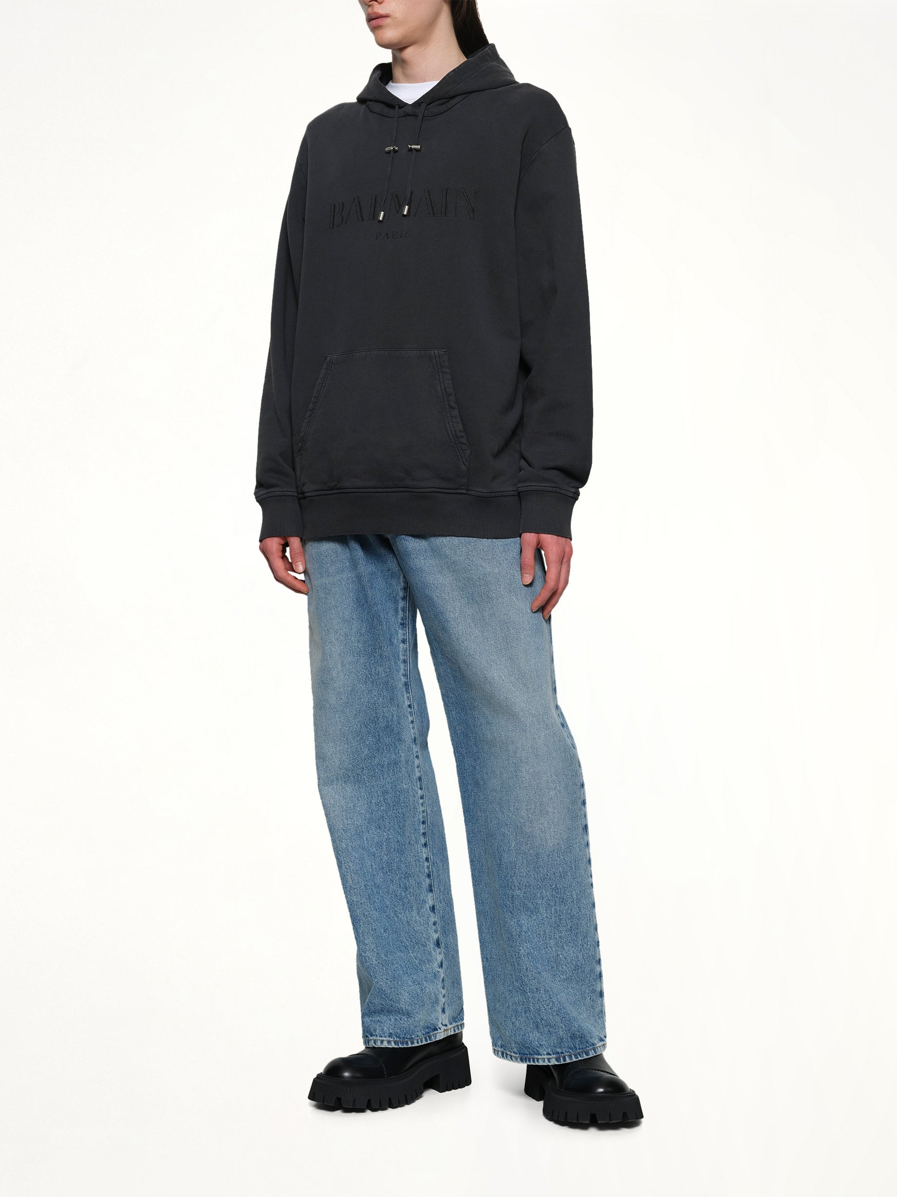 Balmain Vintage Emblem Hoodie in Vintage Black - 4