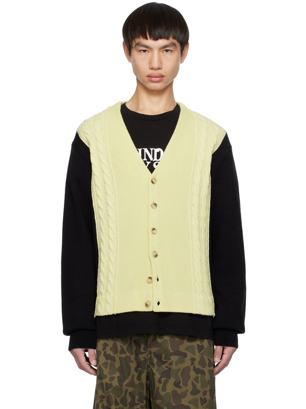 Off-White & Black Contrast Cardigan - 1