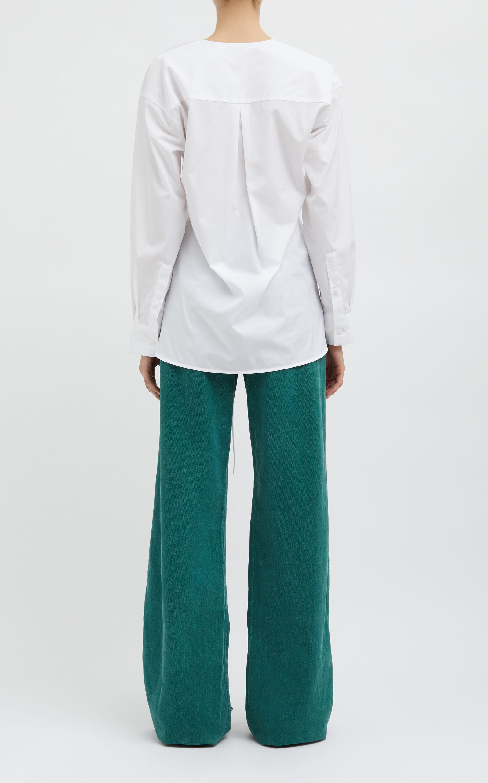 Arboreal Lace-Detailed Distressed Stretch Jeans green - 4