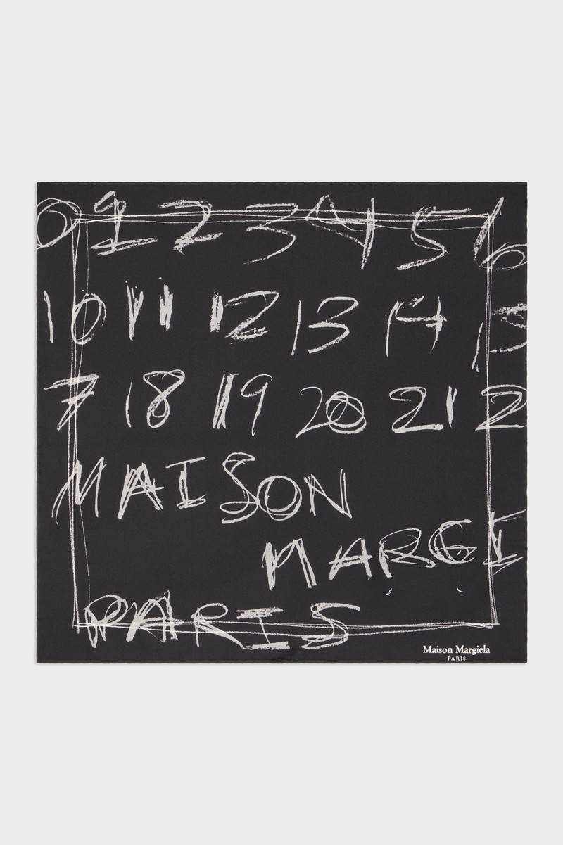 Scribbled Numerical silk foulard 1
