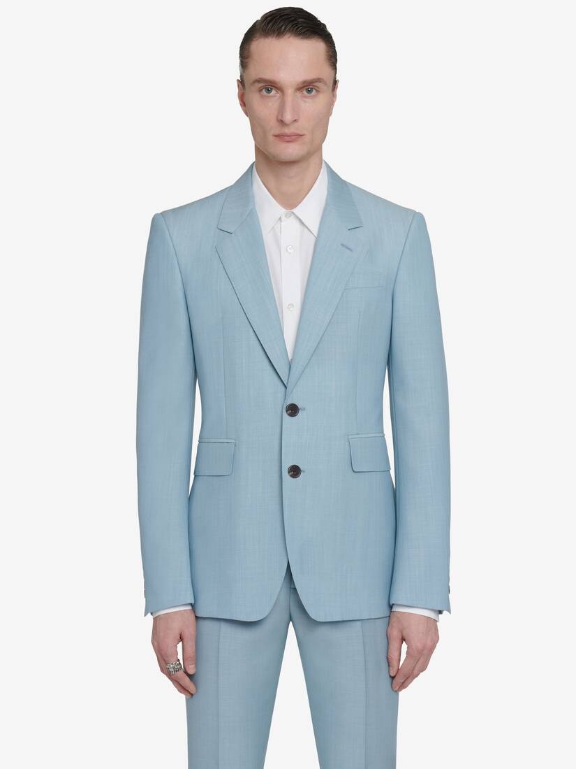 Men's Neat Shoulder Single-breasted Jacket in Pale Blue - 1