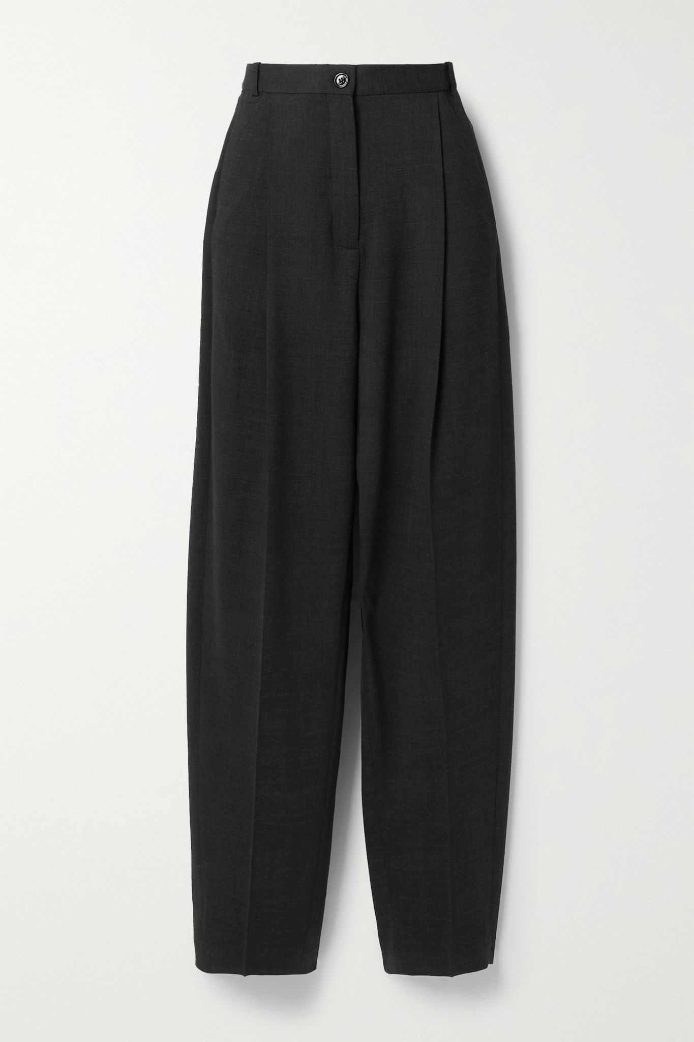 Pleated wool-blend straight-leg pants - 1