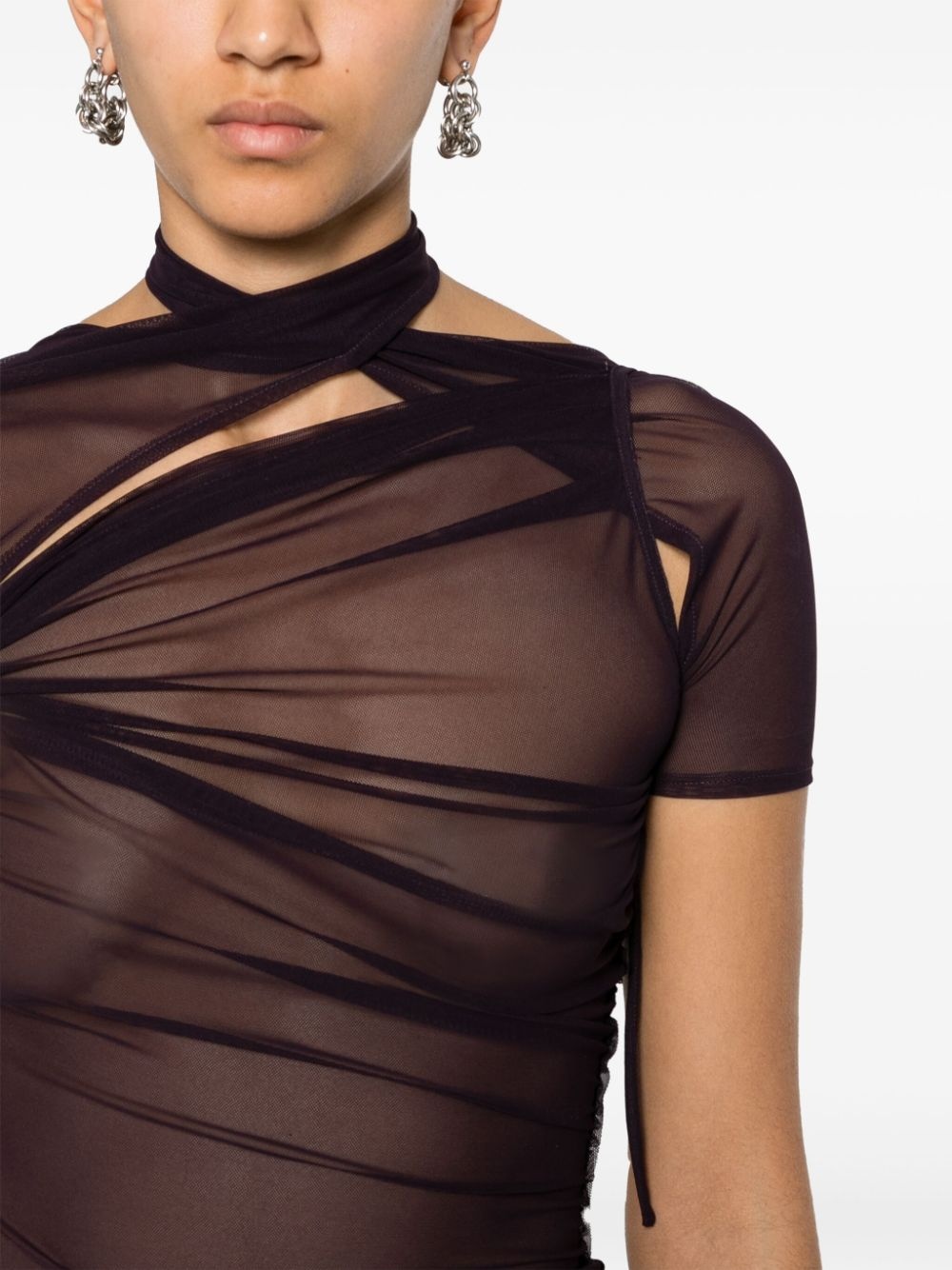 asymmetric draped mesh top - 5