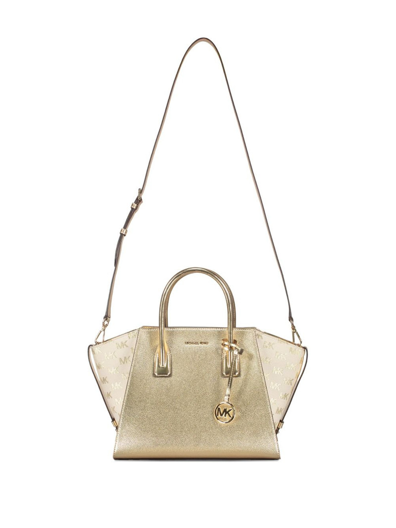 large Avril metallic leather logo tote bag 5
