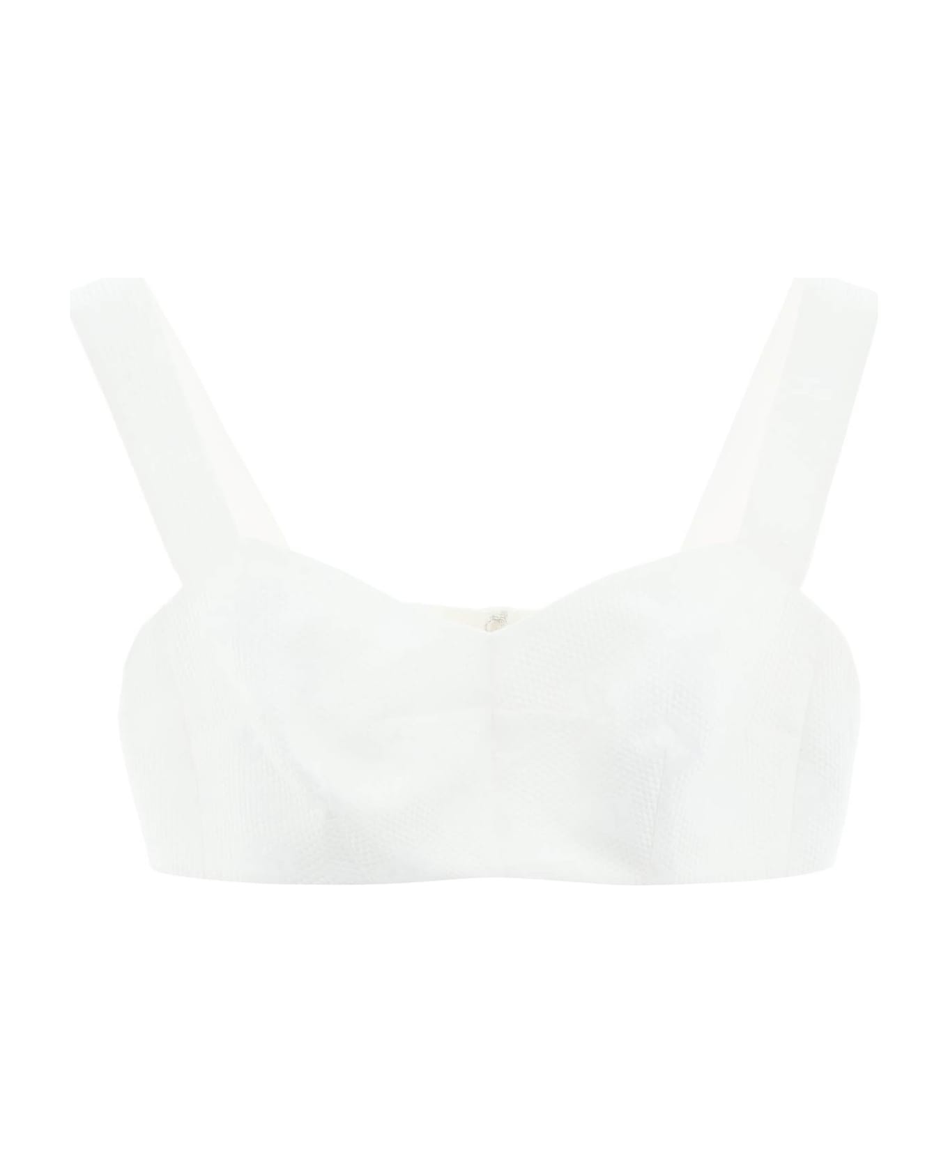 White Cotton Blend Bustier - 1