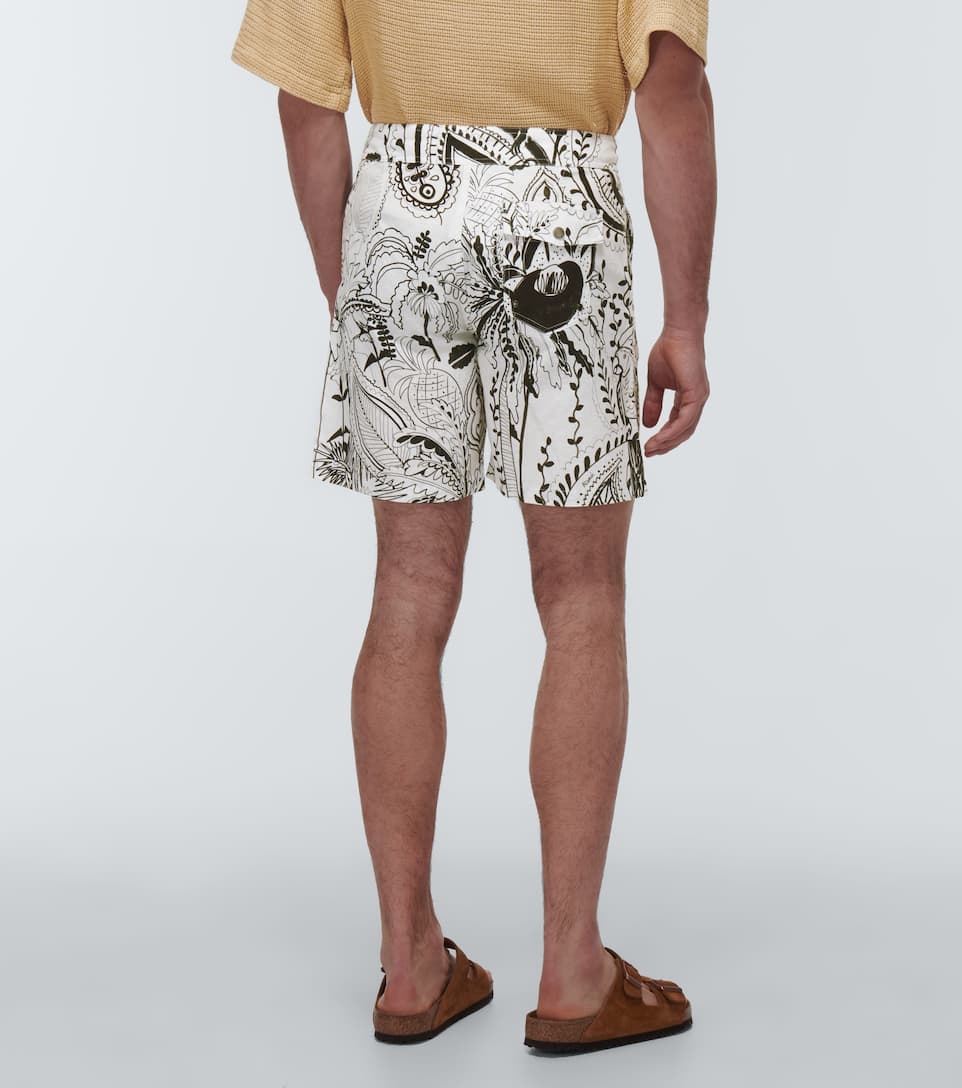 Printed cotton and linen shorts - 4