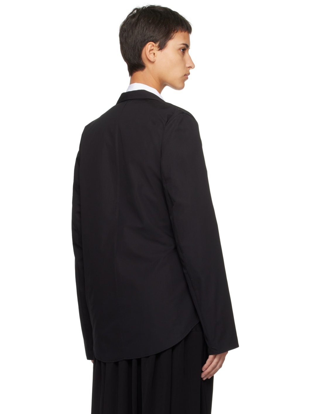 Black Self-Tie Blazer - 3