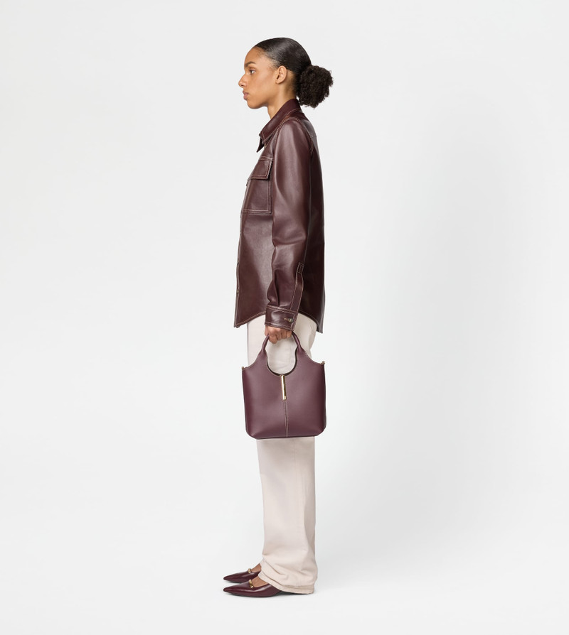 TOTE SHOPPING BAG IN LEATHER MINI - BURGUNDY 7