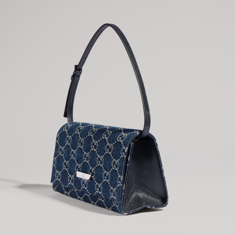 Small pouch with strap and Gucci plaque 5
