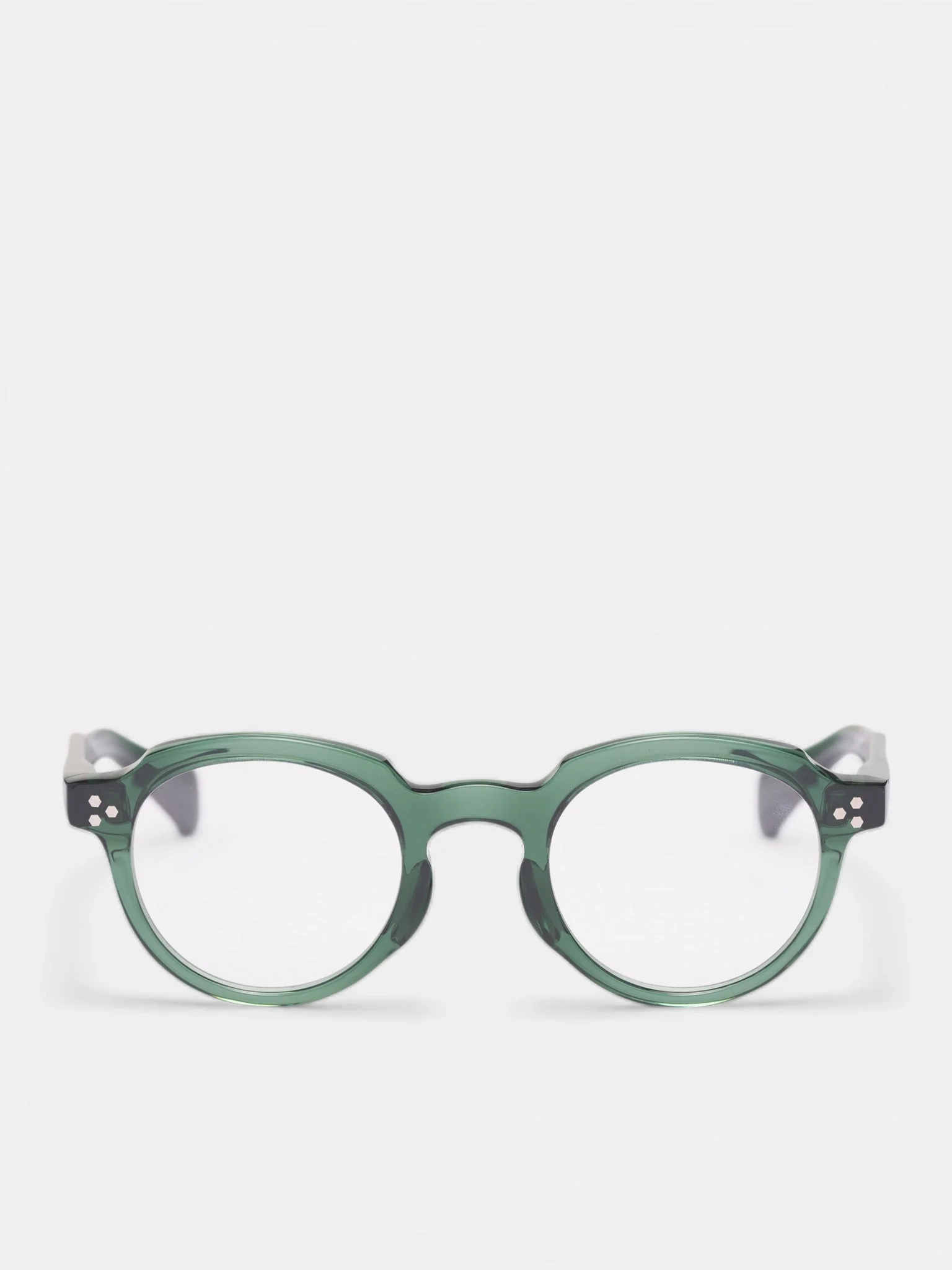 Green Translucent Crown Panto Glasses - 1