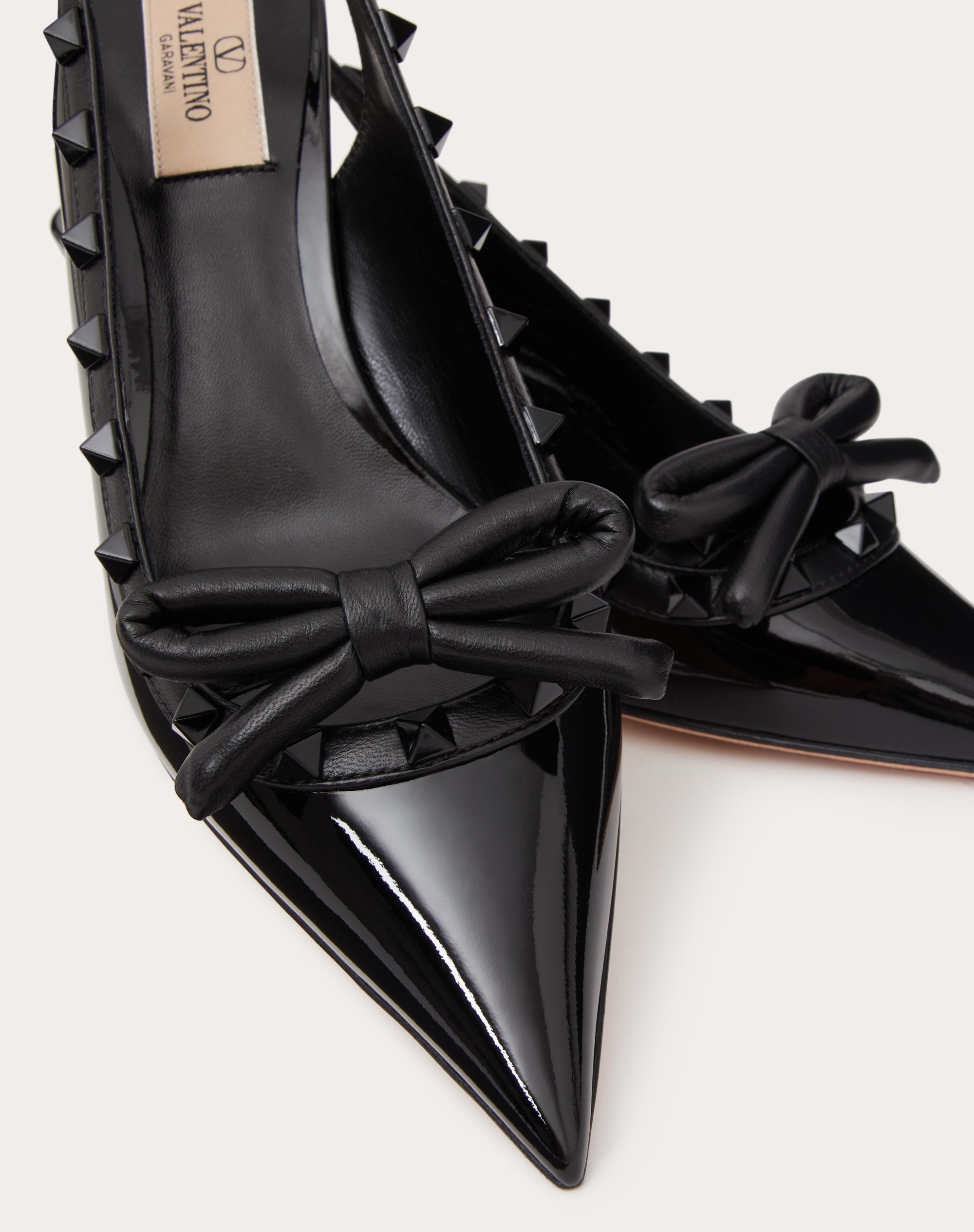 ROCKSTUD BOW SLINGBACK PUMP IN PATENT LEATHER WITH MATCHING STUDS 60MM - 5