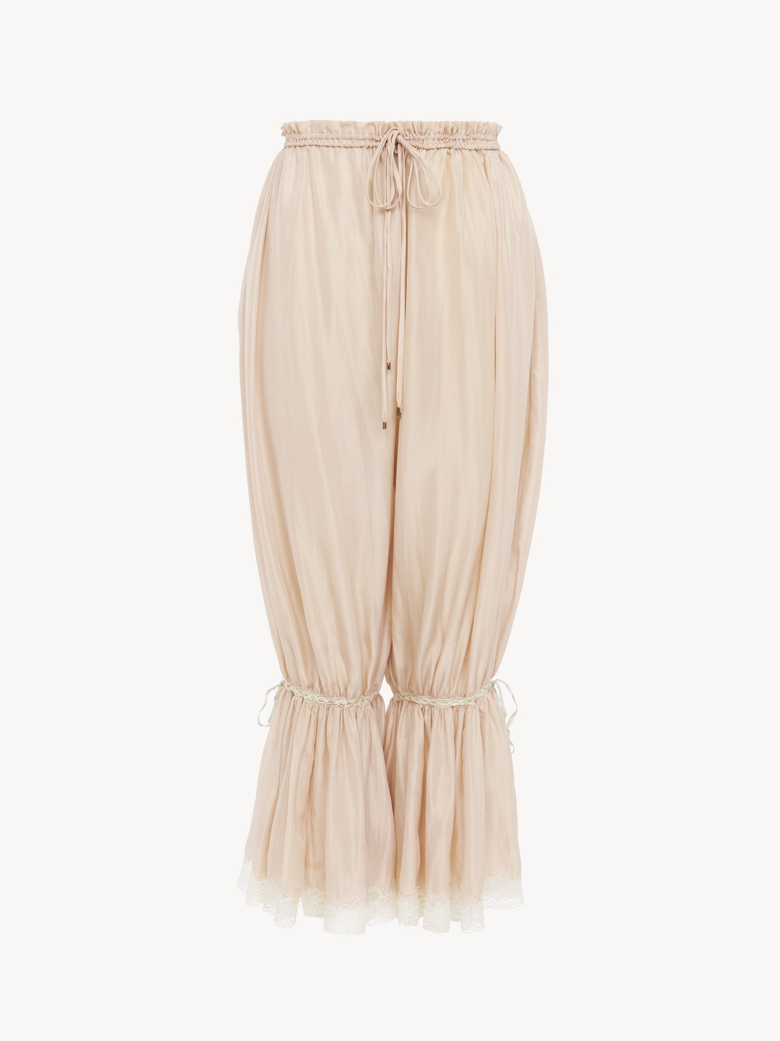 FLUID CROPPED PANTS IN WASHED SILK PONGÉ & LACE - 2