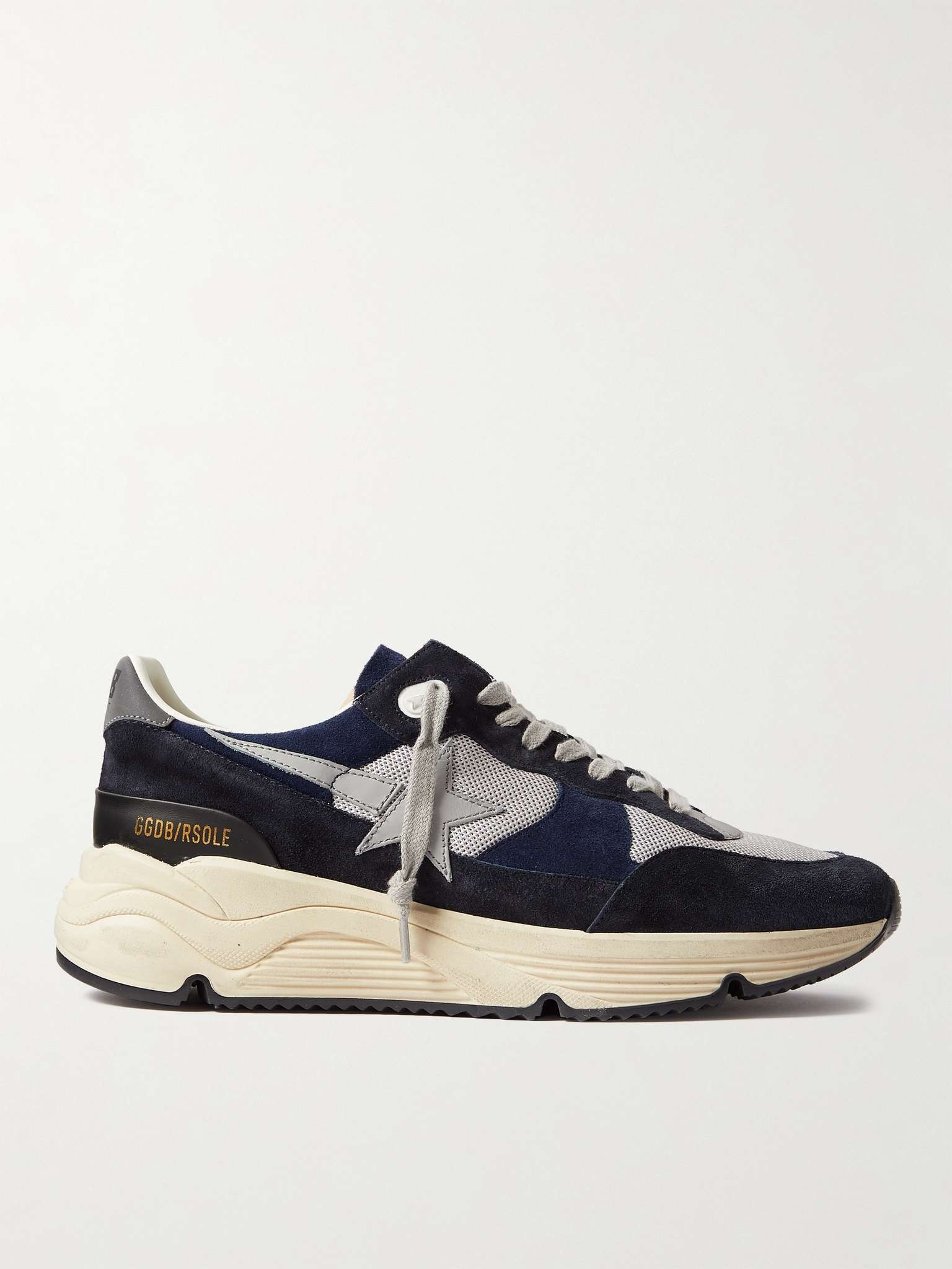 Leather-Trimmed Mesh and Suede Sneakers - 1