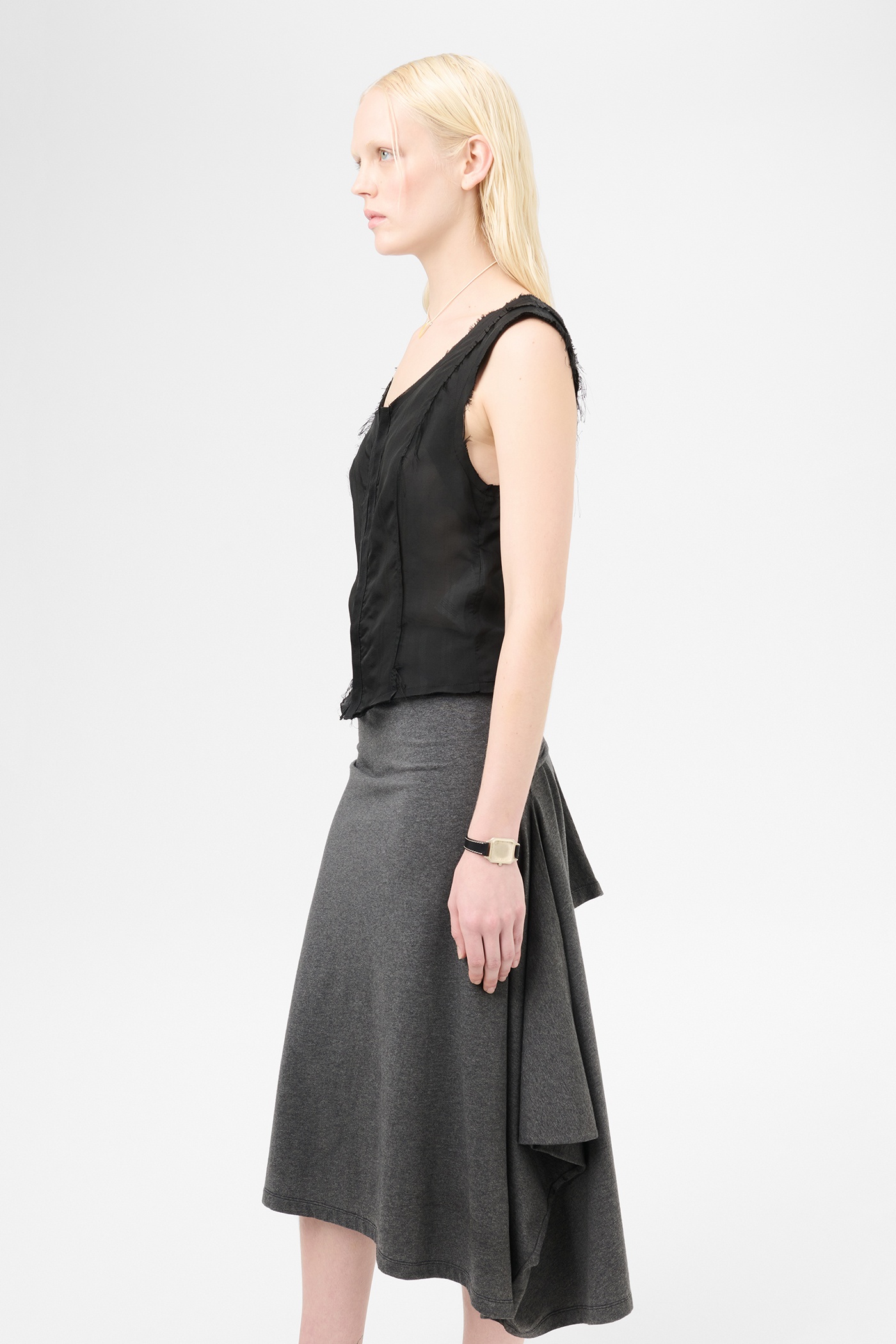 Frail Vest Noir Stripe Sheer Viscose Silk - 5
