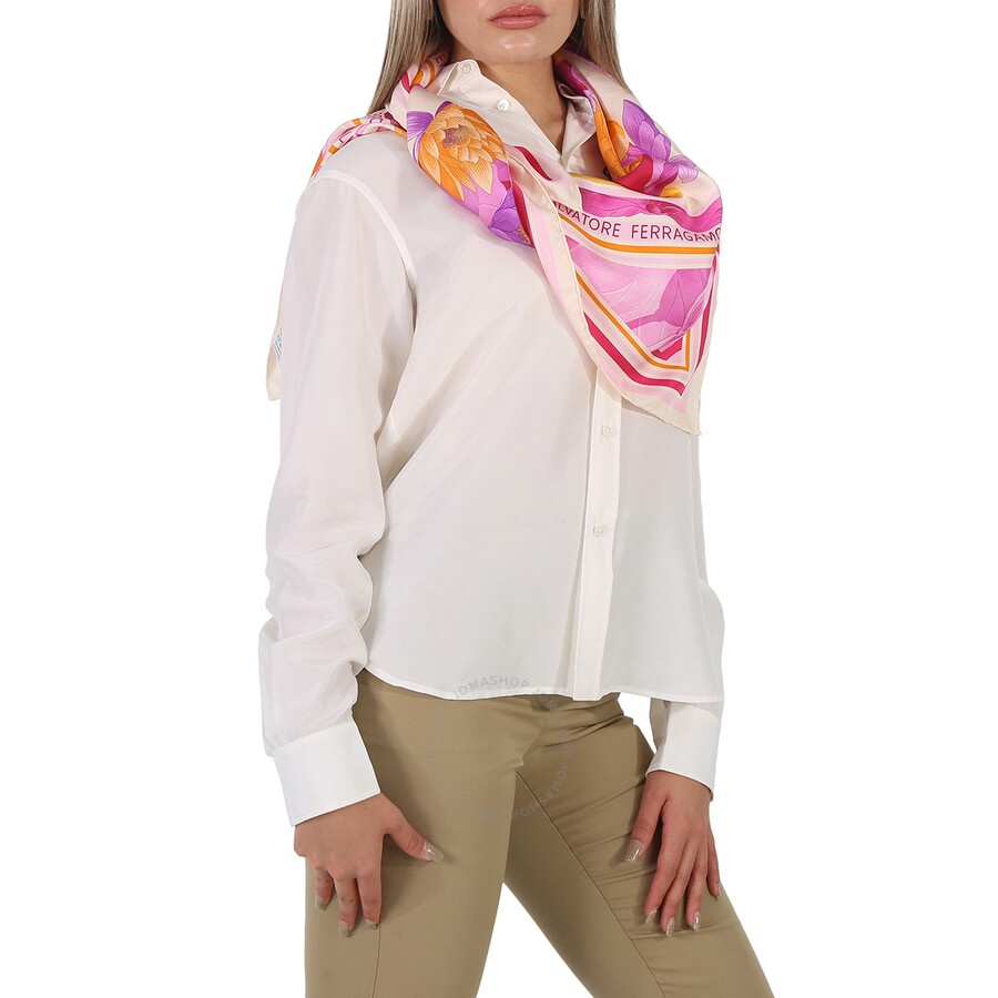 Salvatore Ferragamo Ninfee Silk Foulard Square Scarf - 2